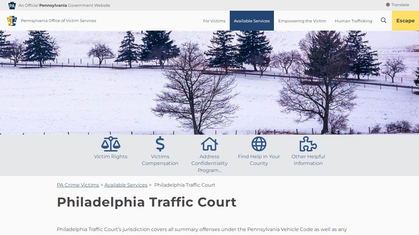 Philadelphia Traffic Court - Pennsylvania Office of Victim Services